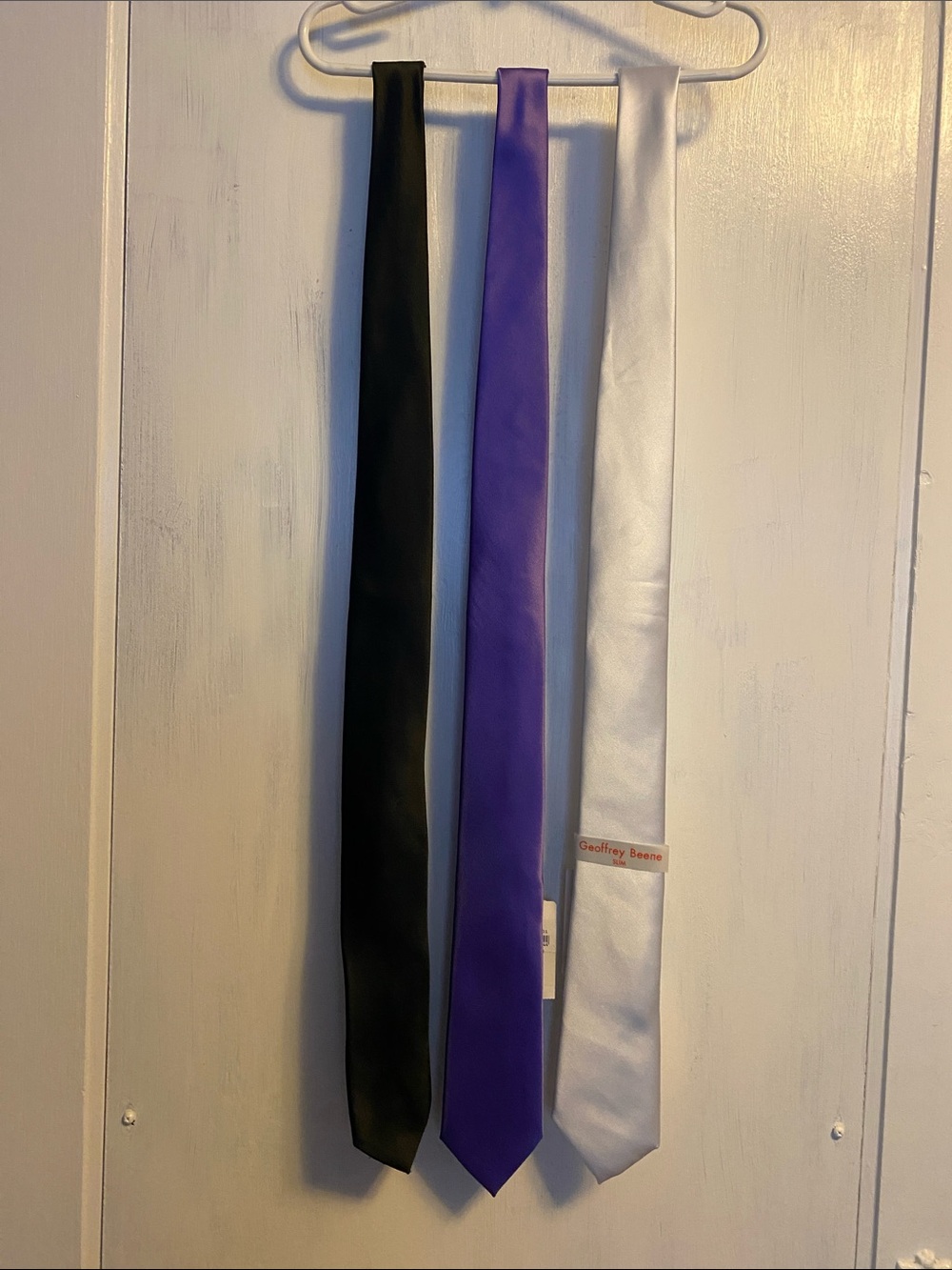 Geoffrey Beene Slim Ties in Black, Purple & White
